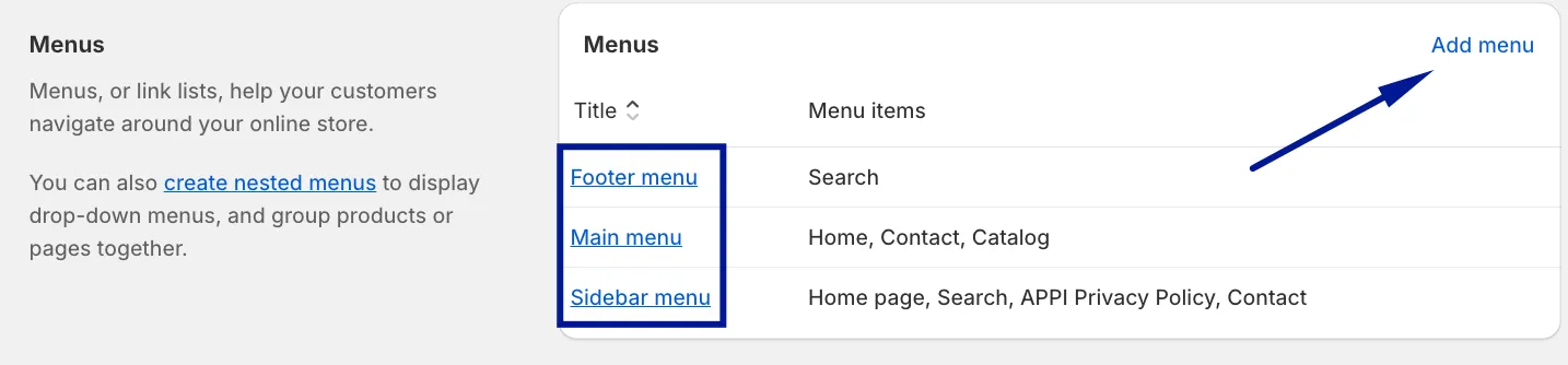 Step 2: In the “Menus” section